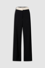 Front product shot of the Oroton Contrast Waist Pant in Black and 53% poly, 42% wool, 5% elastane for Women . IP:1