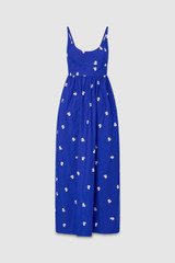Front product shot of the Oroton Embroidered Fruit Sundress in Azure Blue and 100% cotton for Women . IP:1