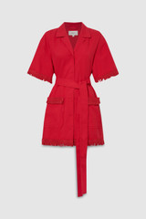 Front product shot of the Oroton Fringe Detail Dress in Poppy and 100% cotton for Women . IP:1