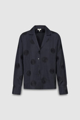 Front product shot of the Oroton Embroidered Starburst Shirt in North Sea and 48% VISCOSE 26% TENCEL 26% LINEN for Women