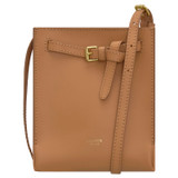 Front product shot of the Oroton Margot Tiny Bucket Bag in Dark Camel and Smooth Leather Lining for Women