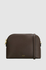 Front product shot of the Oroton Inez Slim Crossbody in Coffee Bean and Shiny soft saffiano leather for Women . IP:1