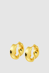 Front product shot of the Oroton Ribbon Twist Huggies in Gold and Brass with sterling silver earring post for Women . IP:1