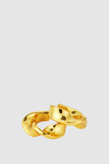 Detail product shot of the Oroton Ribbon Twist Huggies in Gold and Brass with sterling silver earring post for Women . IP:21