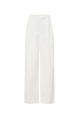 Front product shot of the Oroton Cotton Pleat Pant in Cream and 100% cotton material for Women