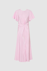 Front product shot of the Oroton Drape Front Dress in Pink Rose and 92% Silk 8% Spandex for Women . IP:1