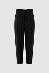 Front product shot of the Oroton Tapered Pleat Pant in Black and 98% wool 2% elastane material for Women . IP:1