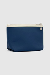 Back product shot of the Oroton Crew Pouch in Prussian Blue Mix and Canvas exterior for Women