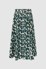 Front product shot of the Oroton Fan Flower Print Skirt in Ivy and 100% cotton for Women . IP:1