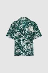 Front product shot of the Oroton Garden Toile Embellished Camp Shirt in Ivy and 100% silk for Women . IP:1