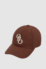 Front product shot of the Oroton Oro Logo Cap in Chocolate and High-quality 100% cotton material for Women . IP:1