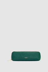 Front product shot of the Oroton Fife Pencil Case in Studio Green and Pebble leather material for Women . IP:1