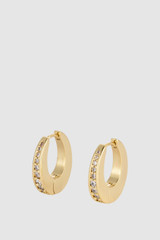 Front product shot of the Oroton Ellie Crystal Round Huggie in Gold/Crystal and Brass hardware for Women . IP:1