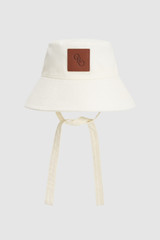 Front product shot of the Oroton Nell Bucket Hat in Antique White and 100% cotton canvas fabric for Women . IP:14