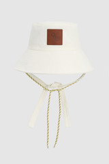 Detail product shot of the Oroton Nell Bucket Hat in Antique White and 100% cotton canvas fabric for Women . IP:22