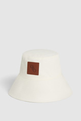 Front product shot of the Oroton Nell Bucket Hat in Antique White and 100% cotton canvas fabric for Women . IP:1