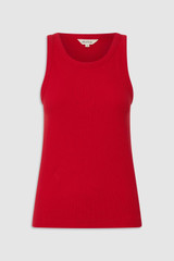 Front product shot of the Oroton Lottie Rib Tank in Market Red and 92% Cotton / 8% Spandex for Women