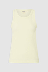 Front product shot of the Oroton Lottie Rib Tank in Lemon and 92% Cotton / 8% Spandex for Women