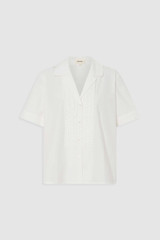 Front product shot of the Oroton Posy Ruffle Camp Shirt in White and 100% Cotton for Women