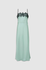 Front product shot of the Oroton Fringe Lace Slip Dress in Mint Ice and 100% Silk for Women . IP:1