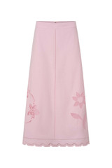 Front product shot of the Oroton Table Cloth Lace Skirt in Ballet Pink and 48% Cotton 52% Hemp for Women . IP:1