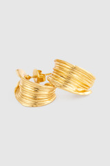 Detail product shot of the Oroton Seagrass Small Hoops in Worn Gold and Premium brass material for Women . IP:21