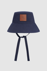 Front product shot of the Oroton Nell Bucket Hat in North Sea and 100% cotton canvas fabric for Women . IP:14