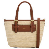 Front product shot of the Oroton Camille Straw Small Tote in Natural and Woven straw material for Women . IP:1