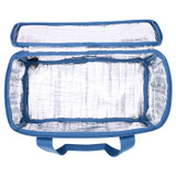 Internal product shot of the Accessories Kaia Picnic Bag in Cobalt Blue Check and Check Straw for 