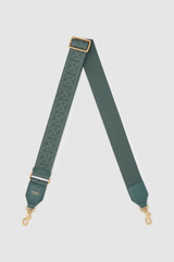 Front product shot of the Oroton Logo Bag Strap in Mineral and Premium leather and webbing material for Women . IP:1