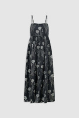 Front product shot of the Oroton Graphic Dandelion Print Sundress in Black and 100% Silk Twill for Women . IP:1