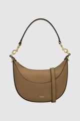 Front product shot of the Oroton Florence Small Shoulder Bag in DARK TAUPE and Premium smooth leather for Women . IP:1