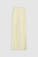 Front product shot of the Oroton Pleat Slouch Pant in Lemon Butter and 58% viscose, 42% linen blend for Women . IP:1