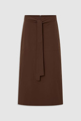 Front product shot of the Oroton Clover Poplin Skirt in Chocolate and 100% Cotton for Women