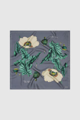 Front product shot of the Oroton GREY GARDENS SILK SCARF in Grey and 100% silk twill fabric for Women