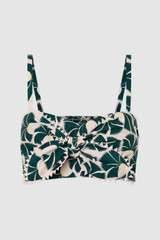Front product shot of the Oroton Fan Flower Tie Top in Ivy and 100% cotton for Women . IP:1