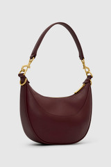 Back product shot of the Oroton Florence Small Shoulder Bag in CURRANT and Premium smooth leather for Women . IP:25