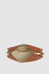 Internal product shot of the Oroton Cali Shoulder Bag in Amber and Premium smooth leather for Women . IP:17