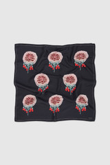 Front product shot of the Oroton Winter Floral Silk Scarf 70X70 in Black and 100% silk twill fabric for Women . IP:1