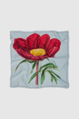 Front product shot of the Oroton Rouge Poppy Silk Scarf 70X70 in Red and 100% silk twill fabric for Women . IP:1