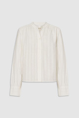 Front product shot of the  TEXTURED STRIPE BLOUSE in Antique White and 100% cotton fabric for Women