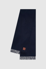 Front product shot of the Oroton WOVEN WOOL SCARF in North Sea and 100% wool fabric for Women