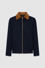 Front product shot of the Oroton Contrast Collar Bomber in North Sea and 100% cotton fabric for Women . IP:1