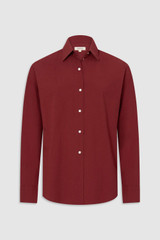 Front product shot of the Oroton Wren Poplin Shirt in Rouge and Made from 100% poplin cotton  for Women