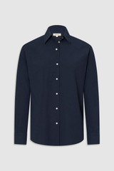 Front product shot of the Oroton Wren Poplin Shirt in North Sea and 100% cotton fabric for Women . IP:1