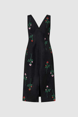 Front product shot of the Oroton Rosebud Sheath Dress in Black and 100% linen material for Women . IP:1