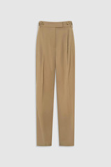 Front product shot of the Oroton Pleat Pant in Hazelnut and 97% wool and 3% spandex blend fabric for Women . IP:1