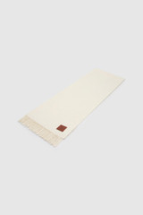 Front product shot of the Oroton WOVEN WOOL SCARF in Cream and 100% wool fabric for Women