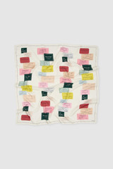 Front product shot of the Oroton Invitation Silk Scarf in Ecru and Silk fabric for Women