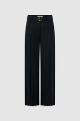 Front product shot of the Oroton Belt Detail Pant in Black and 100% heavyweight linen fabric for Women . IP:1